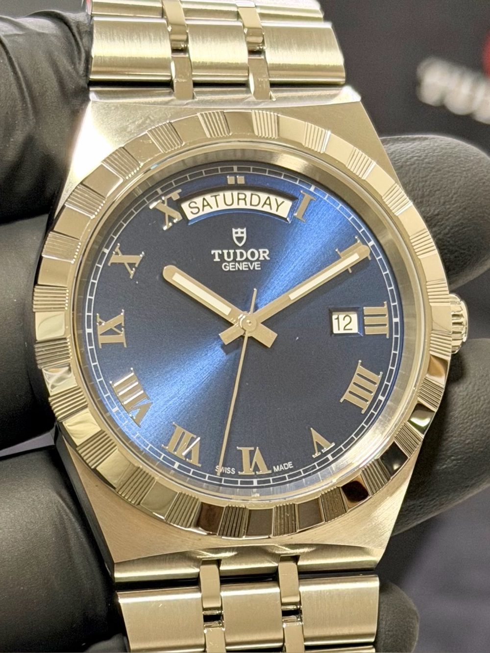 (((SOLD))) Tudor Royal 28600 Day-Date Automatic Blue Dial Silver SS 41mm Watch